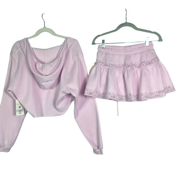 NWT Altar'd State Revival Pink Real Love Lace Skort (S) & Sweatshirt (M) Set - Picture 4 of 16